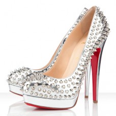 Christian Louboutin Bianca Spikes 140mm Platforms Silver