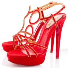 Christian Louboutin TroisRonds 140mm Sandals Mandarin Red