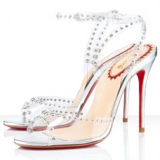 Christian Louboutin Icone A Clous 100mm Sandals Silver Christian Louboutin Icone A Clous 100mm Sandals Silver
