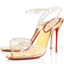 Christian Louboutin Icone A Clous 100mm Sandals Gold Christian Louboutin Icone A Clous 100mm Sandals Gold