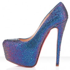 Christian Louboutin Daffodile Strass 160mm Platforms Blue