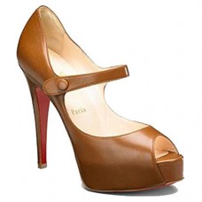Christian Louboutin No Barre 140mm Mary Jane Pumps Brown Christian Louboutin No Barre 140mm Mary Jane Pumps Brown