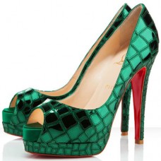 Christian Louboutin Sobek 100mm Peep Toe Pumps Green