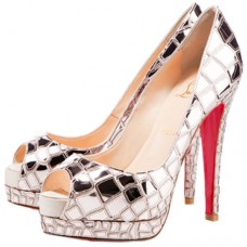Christian Louboutin Sobek 100mm Peep Toe Pumps Platine Christian Louboutin Sobek 100mm Peep Toe Pumps Platine
