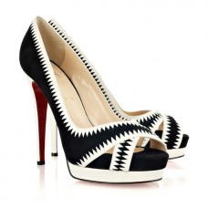 Christian Louboutin Very Jaws 140mm Peep Toe Pumps Black White Christian Louboutin Very Jaws 140mm Peep Toe Pumps Black White