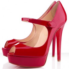 Christian Louboutin Bana 140mm Peep Toe Pumps Red