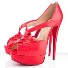 Christian Louboutin Lady Corset 140mm Peep Toe Pumps Mandarin Red