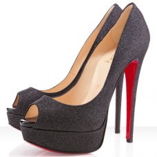 Christian Louboutin Lady Peep Spikes 140mm Peep Toe Pumps Black