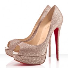 Christian Louboutin Lady Peep Spikes 140mm Peep Toe Pumps Gold