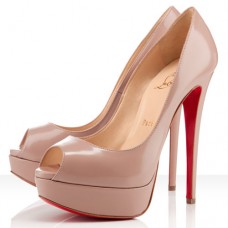 Christian Louboutin Lady 140mm Peep Toe Pumps Nude
