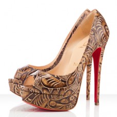 Christian Louboutin Lady 140mm Peep Toe Pumps Natural