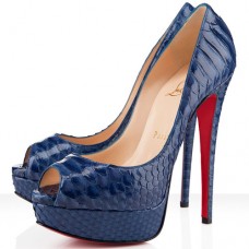 Christian Louboutin Lady 140mm Peep Toe Pumps Navy