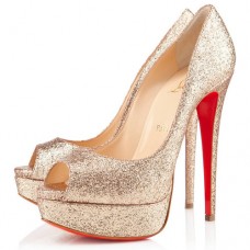 Christian Louboutin Lady 140mm Peep Toe Pumps Nude