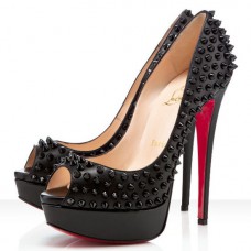 Christian Louboutin Lady Peep Spikes 140mm Peep Toe Pumps Gold