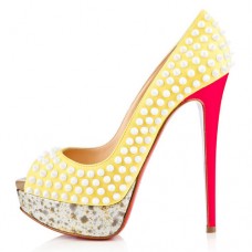 Christian Louboutin Lady Peep Spikes 140mm Peep Toe Pumps Canari