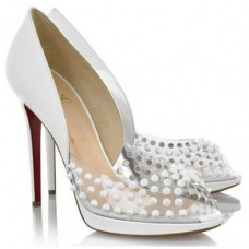 Christian Louboutin Engin 120mm Peep Toe Pumps White
