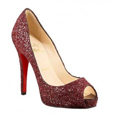 Christian Louboutin Glittered 120mm Peep Toe Pumps Red