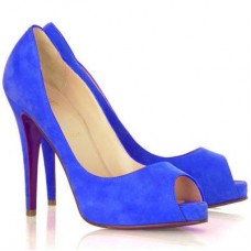 Christian Louboutin Very Prive 120mm Peep Toe Pumps Blue Christian Louboutin Very Prive 120mm Peep Toe Pumps Blue
