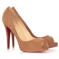 Christian Louboutin Very Prive 120mm Peep Toe Pumps Camel