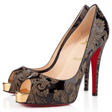 Christian Louboutin Very Prive 120mm Peep Toe Pumps Gold