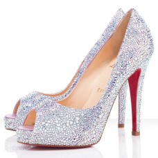 Christian Louboutin Very Riche Strass 120mm Peep Toe Pumps Crystal Christian Louboutin Very Riche Strass 120mm Peep Toe Pumps Crystal