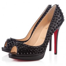 Christian Louboutin Yolanda Spikes 120mm Peep Toe Pumps Black Christian Louboutin Yolanda Spikes 120mm Peep Toe Pumps Black