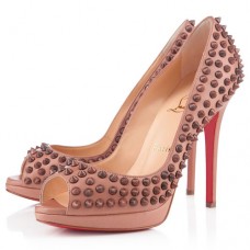 Christian Louboutin Yolanda Spikes 120mm Peep Toe Pumps Nude