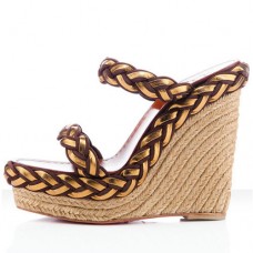 Christian Louboutin Cadena Tresse 140mm Wedges Brown