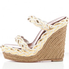 Christian Louboutin Cadena Tresse 140mm Wedges White