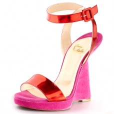 Christian Louboutin Djaldos Spechio Colorblock Wedges Pink