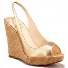 Christian Louboutin Metallic Cork 120mm Wedges Gold