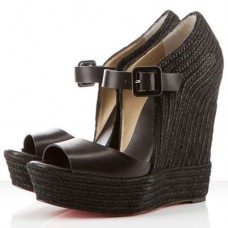 Christian Louboutin Praia Espadrille 140mm Wedges Black