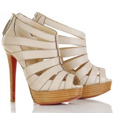 Christian Louboutin Pique Cire 140mm Ankle Boots Beige