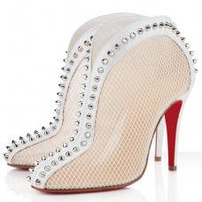Christian Louboutin Bourriche 100mm Ankle Boots White Christian Louboutin Bourriche 100mm Ankle Boots White