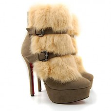 Christian Louboutin Toundra Fur 120mm Ankle Boots Beige Christian Louboutin Toundra Fur 120mm Ankle Boots Beige