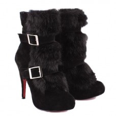 Christian Louboutin Toundra Fur 120mm Ankle Boots Black