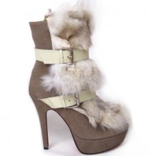 Christian Louboutin Toundra Fur 120mm Ankle Boots Brown