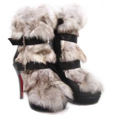 Christian Louboutin Toundra Fur 120mm Ankle Boots Black Christian Louboutin Toundra Fur 120mm Ankle Boots Black