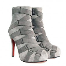 Christian Louboutin Nitoinimoi Bandage 120mm Ankle Boots Grey