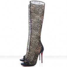 Christian Louboutin Alta Dentelle 120mm Boots Black