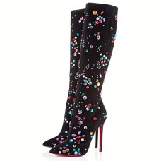 Christian Louboutin Pigalle Botta Strass 120mm Boots Black