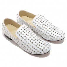 Christian Louboutin Rolling Spikes Loafers White Christian Louboutin Rolling Spikes Loafers White