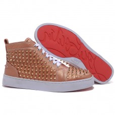 Christian Louboutin Louis Gold Spikes Sneakers Taupe Christian Louboutin Louis Gold Spikes Sneakers Taupe
