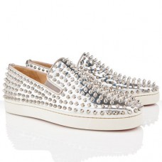 Christian Louboutin Roller Boat Loafers Silver Christian Louboutin Roller Boat Loafers Silver