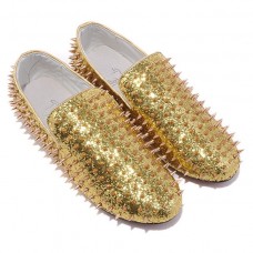Christian Louboutin Rollerboy Spikes Loafers Gold