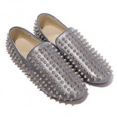 Christian Louboutin Rollerboy Silver Spikes Loafers Grey Christian Louboutin Rollerboy Silver Spikes Loafers Grey