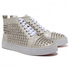 Christian Louboutin Louis Silver Spikes Sneakers Beige