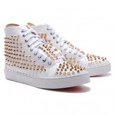 Christian Louboutin Louis Gold Spikes Sneakers White Christian Louboutin Louis Gold Spikes Sneakers White