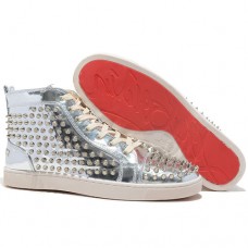 Christian Louboutin Louis Spikes Sneakers Silver