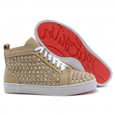 Christian Louboutin Louis Silver Spikes Sneakers Beige